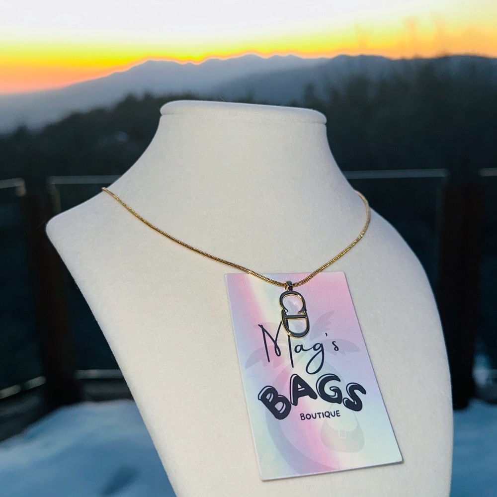 Dior: CD Logo Y2K Necklace (Gold) - Picture 7 of 10
